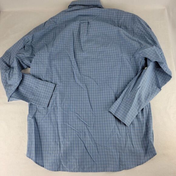 Callaway Golf Mens L Long Sleeve Button Up Blue Plaid Performance Roll Up Sleeve - Picture 7 of 8